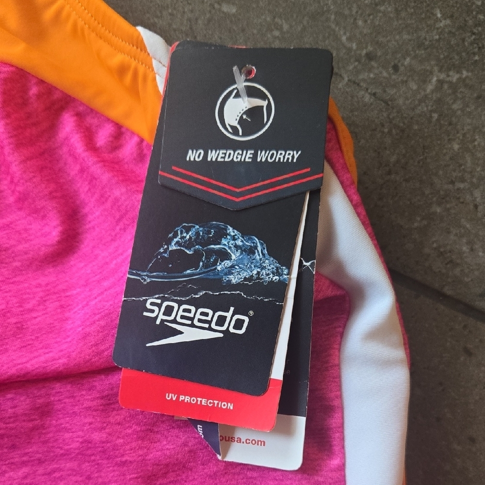 Speedo Kids Swim One Piece - Pink and Orange - Picture 2 of 5